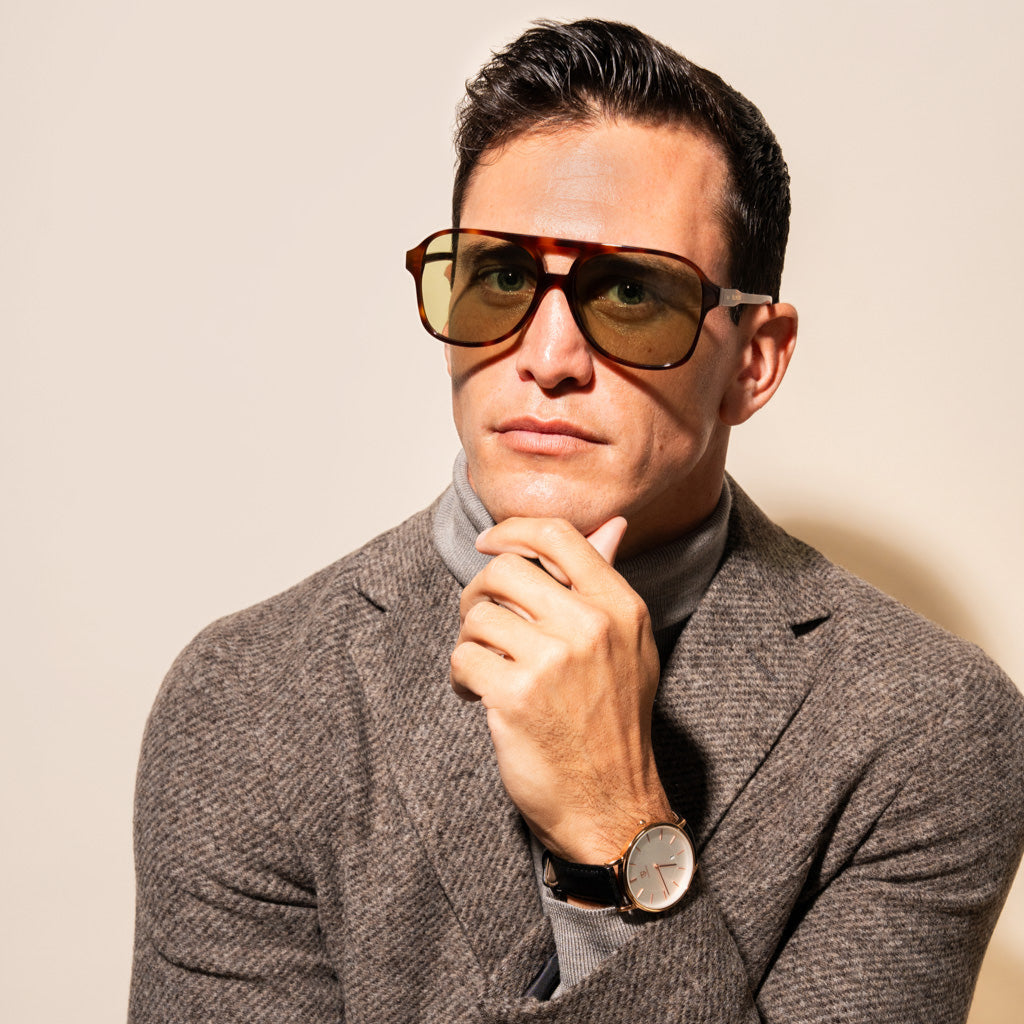 olive sunglasses with tortoise frame